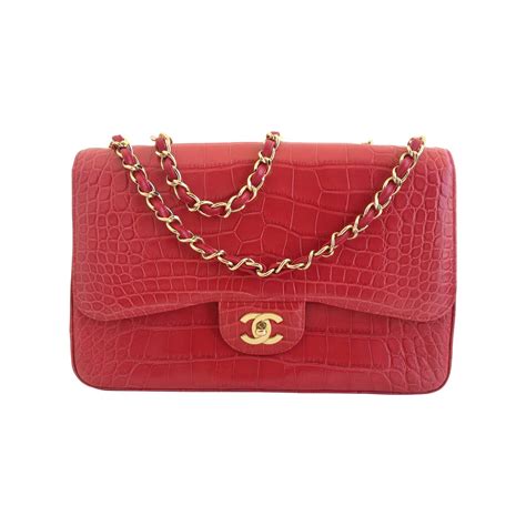 chanel bag crocodile leather|Chanel crocodile red flap bag.